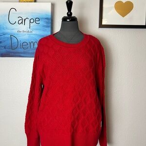 Cozy & Chic Red Cable Knit Sweater